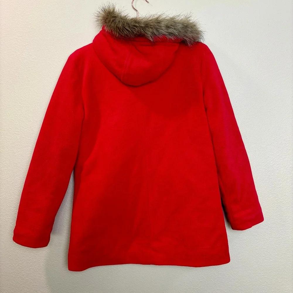 Girls Red Old Navy Hoodie (faux‎ fur trim) Jacket  XL 14 Zip &Toggle buttons